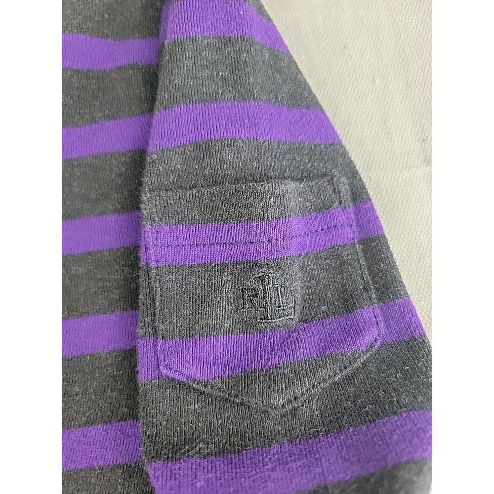 Lauren Ralph Lauren Striped Top Womens S Purple Grey Long Sleeve Sleeve Pocket - Picture 5 of 11